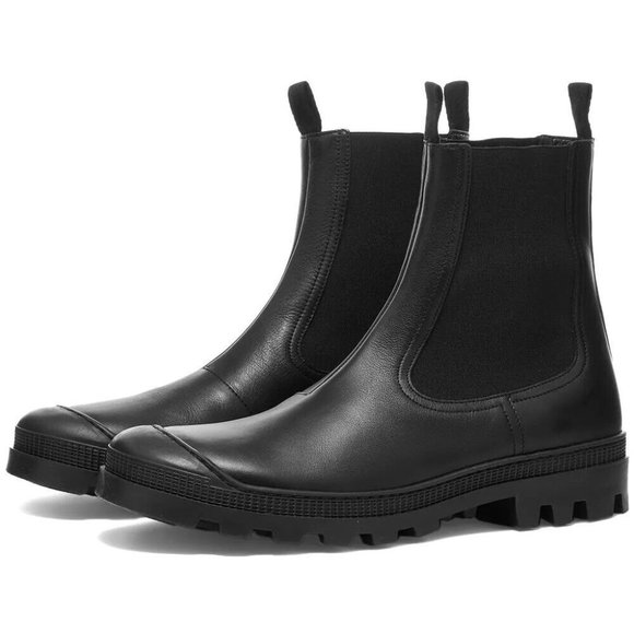 Loewe Chelsea Boots Black Leather Back Logo Pull - Picture 6 of 15